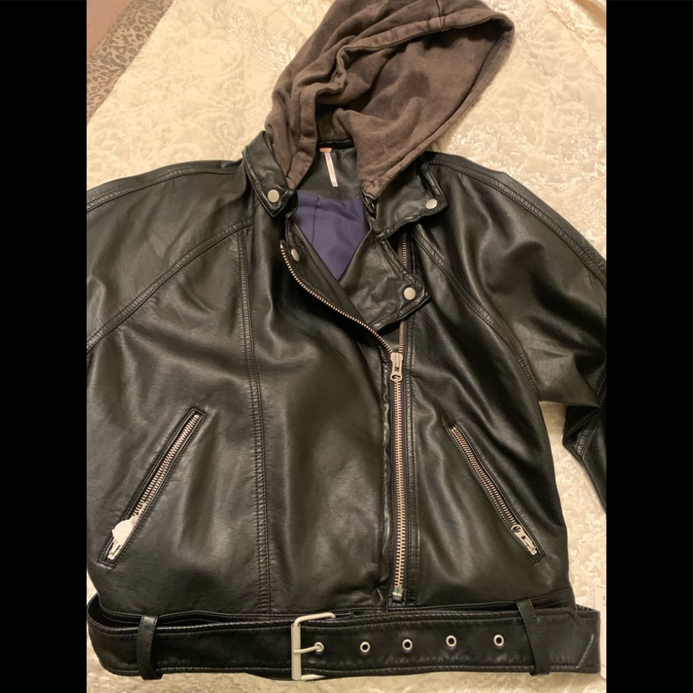 Free People Faux Leather Motto Jacket